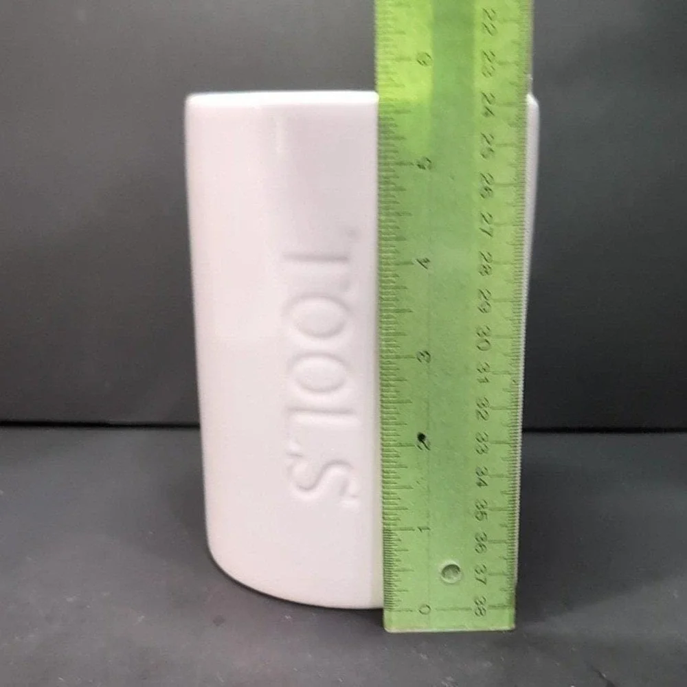 ALCO Industries White Ceramic Crock, Tools or Utensils Holder, Kitchen Organizer